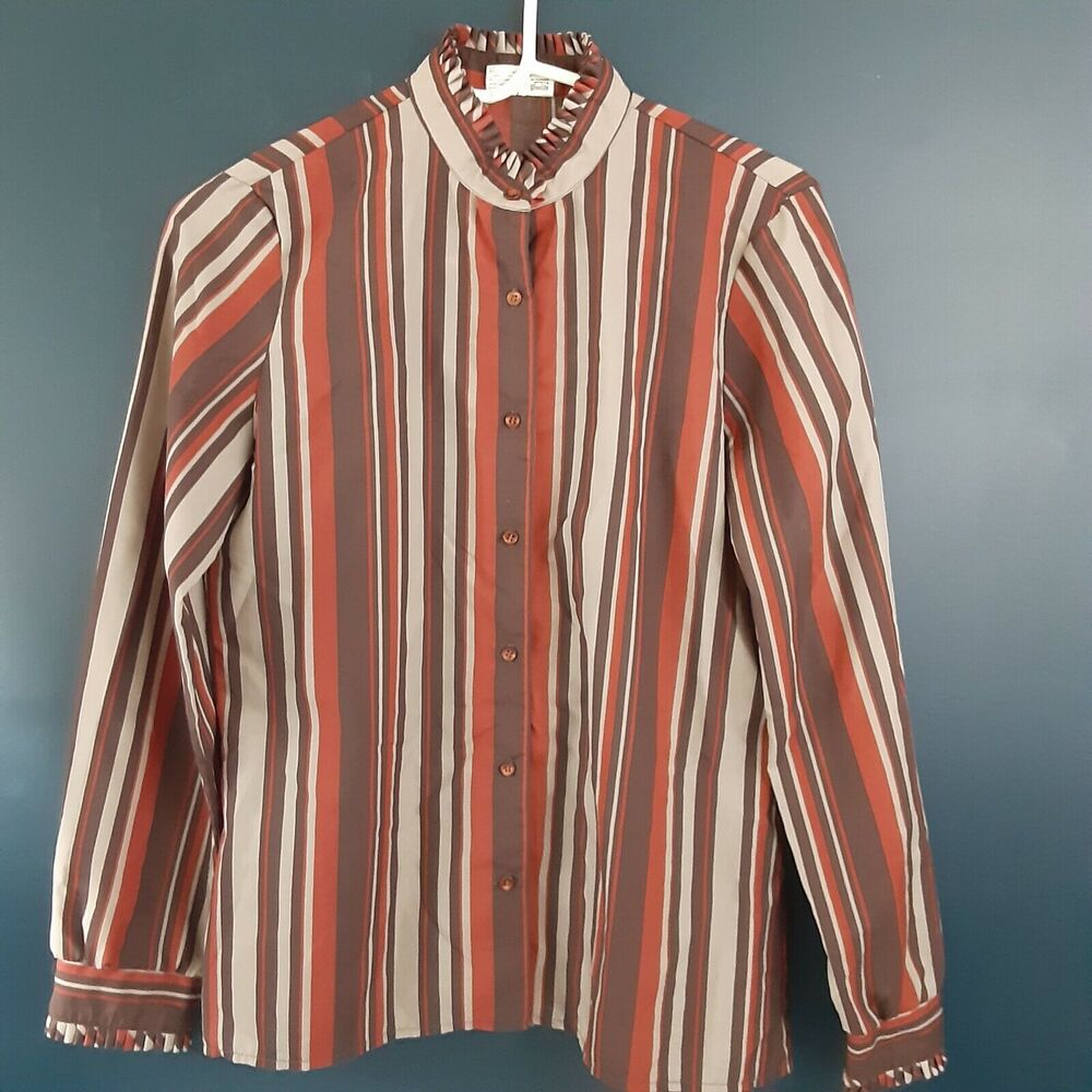 Vintage Country Suburbans Blouse sz 8 Prairie,Ruff Collar, On Trend - Picture 1 of 7